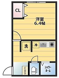 CITY STAGE 平和台 2階1Kの間取り