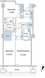 二番町センタービル 2LDKの間取図画像