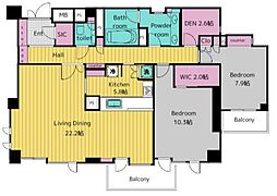 イクシクス麻布十番 4階2LDKの間取り