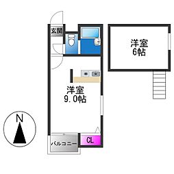 C・Tビュー永和 ワンルームの間取図画像