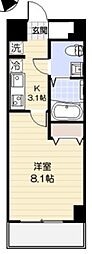 ブランドール壱番館 1Kの間取図画像