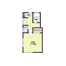 ベルビュー千間台 1Kの間取図画像
