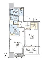 レジディアタワー上池袋タワーサイド 1LDKの間取図画像