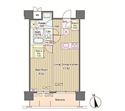 VerdeCourt西新宿 1LDKの間取図画像