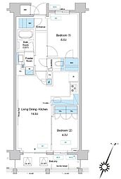 プレディアコート鷺沼 2LDKの間取図画像