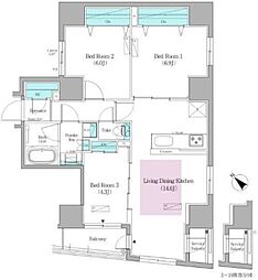 アーバネックス日本橋馬喰町2 7階3LDKの間取り