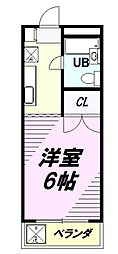 ハイライズ田中 1Kの間取図画像