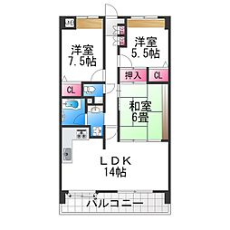 浜寺ギャラリーコート 3LDKの間取図画像