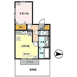 第7ウエスタンハイツ 1LDKの間取図画像