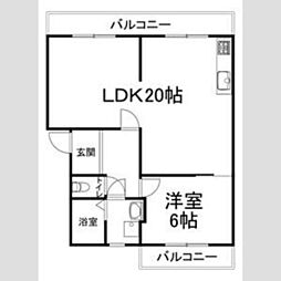 メゾン太秦 4階1LDKの間取り