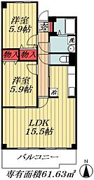 グランシャリオ 2LDKの間取図画像