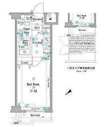 AXAS SHINITABASHI 1階1Kの間取り