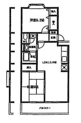 森田マンション2 2LDKの間取図画像