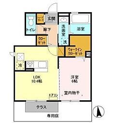 クラベール 1LDKの間取図画像