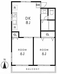 ドミールタカラ 2DKの間取図画像
