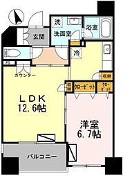 カスタリア荒川 1LDKの間取図画像
