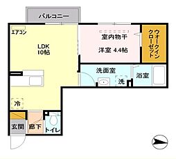 セイチ上近江C 1LDKの間取図画像