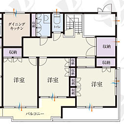 b'CASA大宮日進re-born 3DKの間取図画像