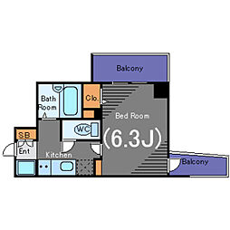 フェニックス代々木 3階1Kの間取り