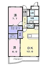 フィオーレ鏡川 2LDKの間取図画像