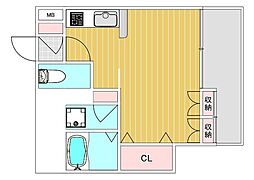 セラフィーノ白金 ワンルームの間取図画像