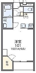 レオパレスファミリアシモサト2 1Kの間取図画像