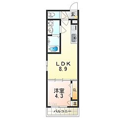 GRANDIR衣摺 1LDKの間取図画像