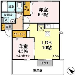 ハイツ白金 2LDKの間取図画像