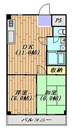 メゾン光 2DKの間取図画像