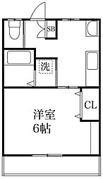 山一西亀有ビル 2階1Kの間取り