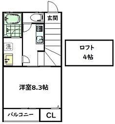 パーム グローヴ 2階1Kの間取り