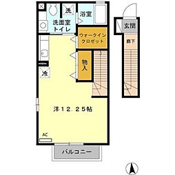 ファミール多摩平 2階ワンルームの間取り