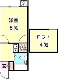 エミオ石川台 1Kの間取図画像