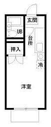 エステートピア慶 2階ワンルームの間取り