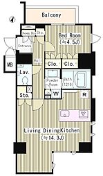 ラティオ南青山 4階1LDKの間取り