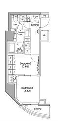 ザ・パークハビオ神楽坂 3階2Kの間取り