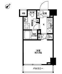 プレール・ドゥークときわ台 5階1Kの間取り