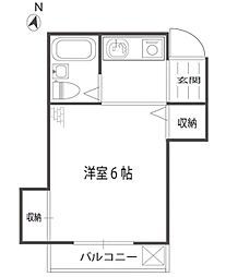 ヒュッテ水上 2階1Kの間取り