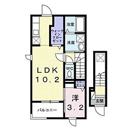 クオーレ国立 2階1LDKの間取り