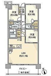 Brillia City 三鷹 8階3LDKの間取り