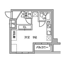 Tsgarden稲城 4階ワンルームの間取り