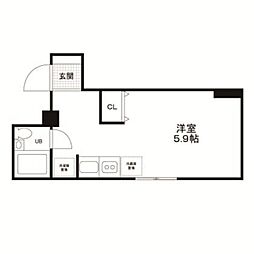 ダイヤモンドレジデンス新宿 ワンルームの間取図画像