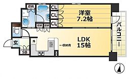 JR東海道・山陽本線 三ノ宮駅 徒歩5分の賃貸マンション 2階1LDKの間取り