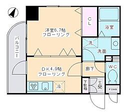 K.S柿生 1DKの間取図画像