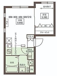 大田区矢口1丁目マンション 1LDKの間取図画像