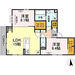 (仮称)D-ROOM沼津市若葉町分譲賃貸PJ 3階2LDKの間取り