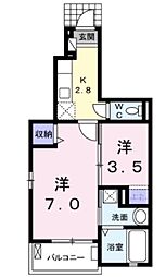 シャルマンメゾンウエスト 2Kの間取図画像