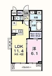 キー ウェスト 1LDKの間取図画像