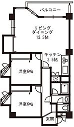 インペリアル常盤松 2LDKの間取図画像