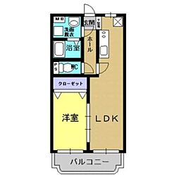 マーブルハイツ坂元B 1LDKの間取図画像